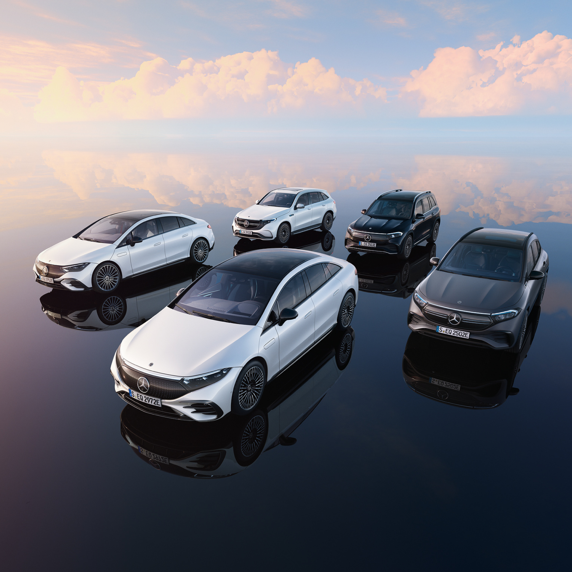 Les modèles électrique de Mercedes-Benz | Vue d'ensemble Modèles électrique de Mercedes-Benz dans une vue de 3/4 avant