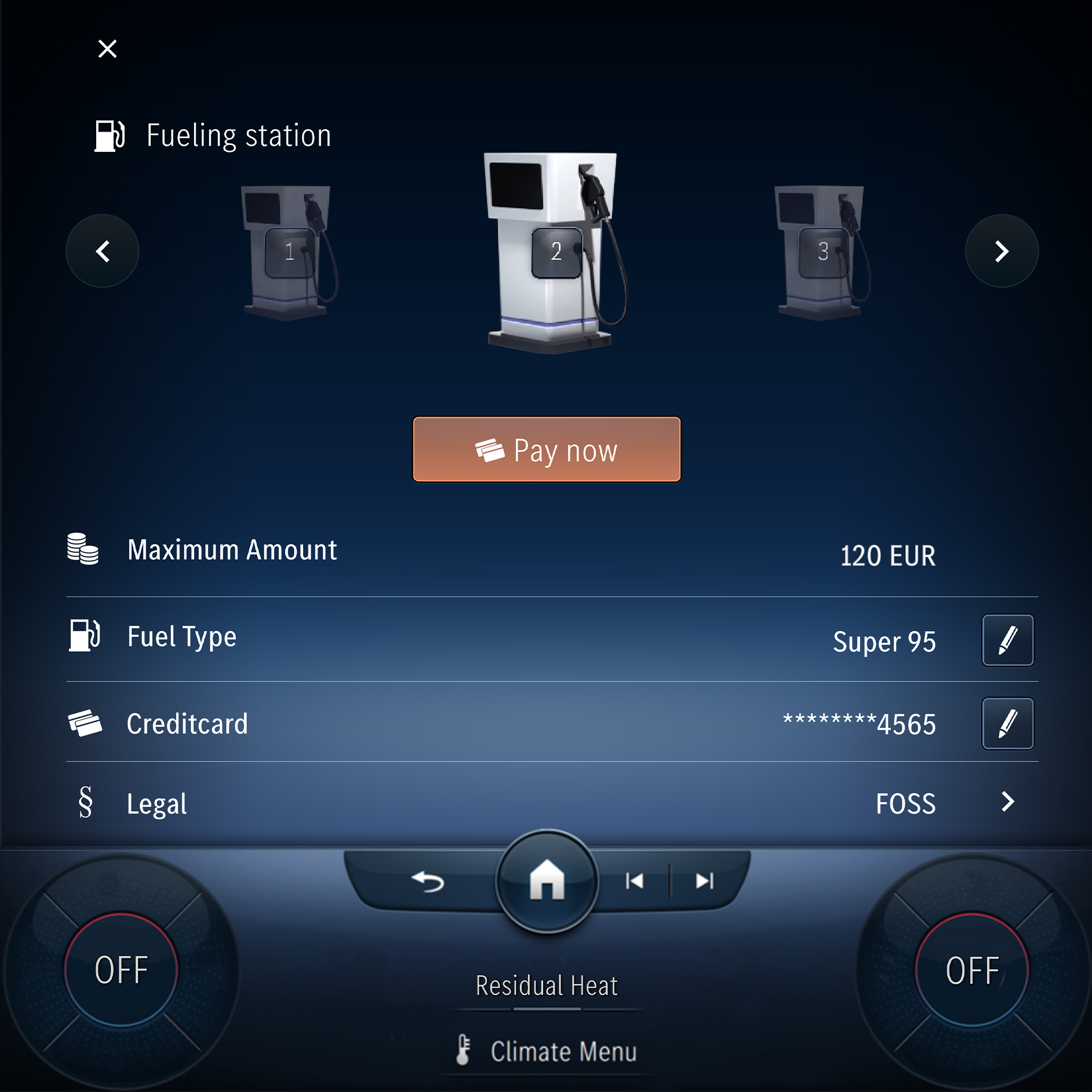 Fuel & Pay | Equipement de série | Mercedes-Benz Fuel & Pay fait partie de l'équipement de série des services connectés Mercedes-Benz.