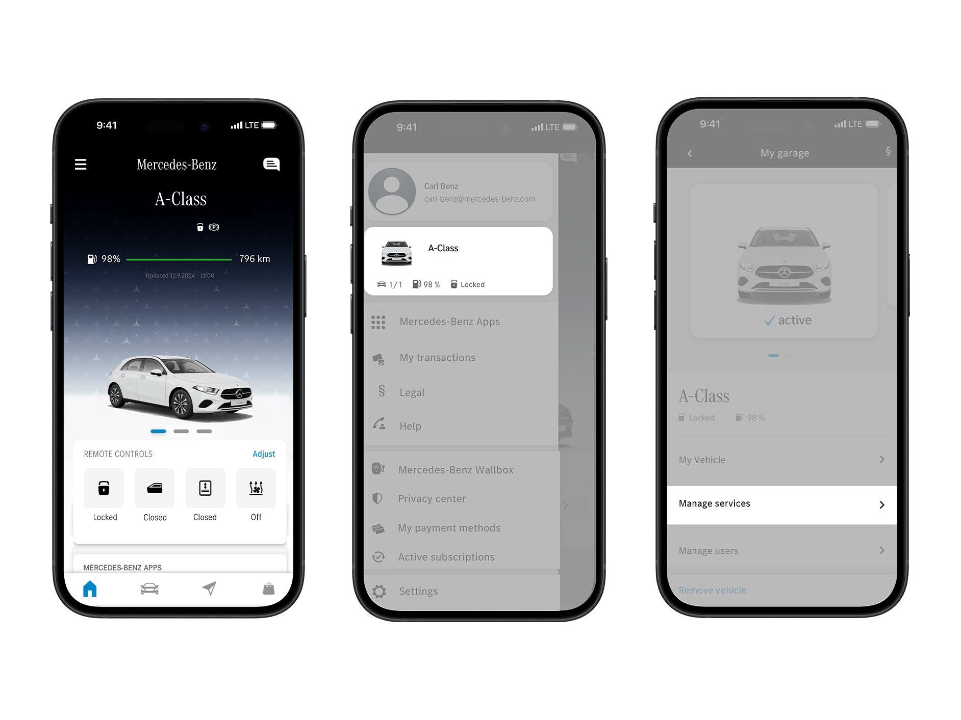 L'activation in-app de Fuel & Pay pour les véhicules Mercedes-Benz.