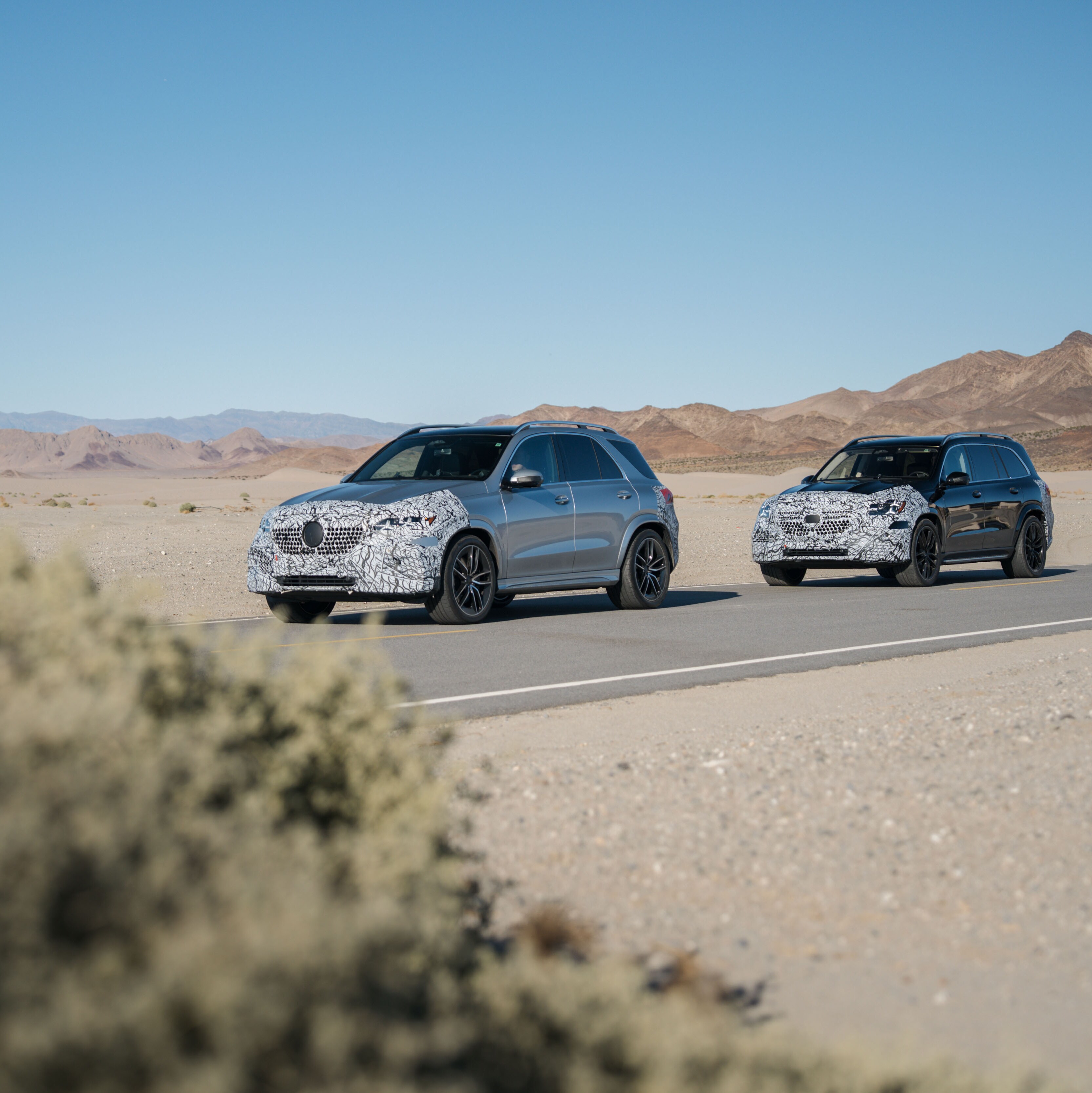 De nieuwe GLE en GLS tijdens een proefrit in Nevada