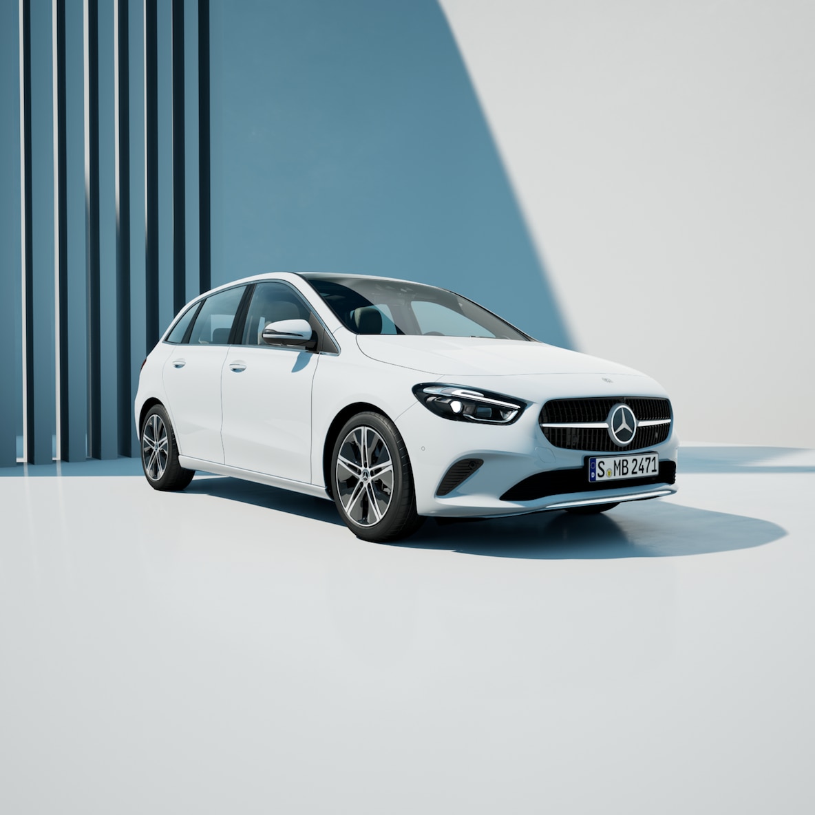 La Mercedes-Benz Classe&nbsp;B dans une vue avant.