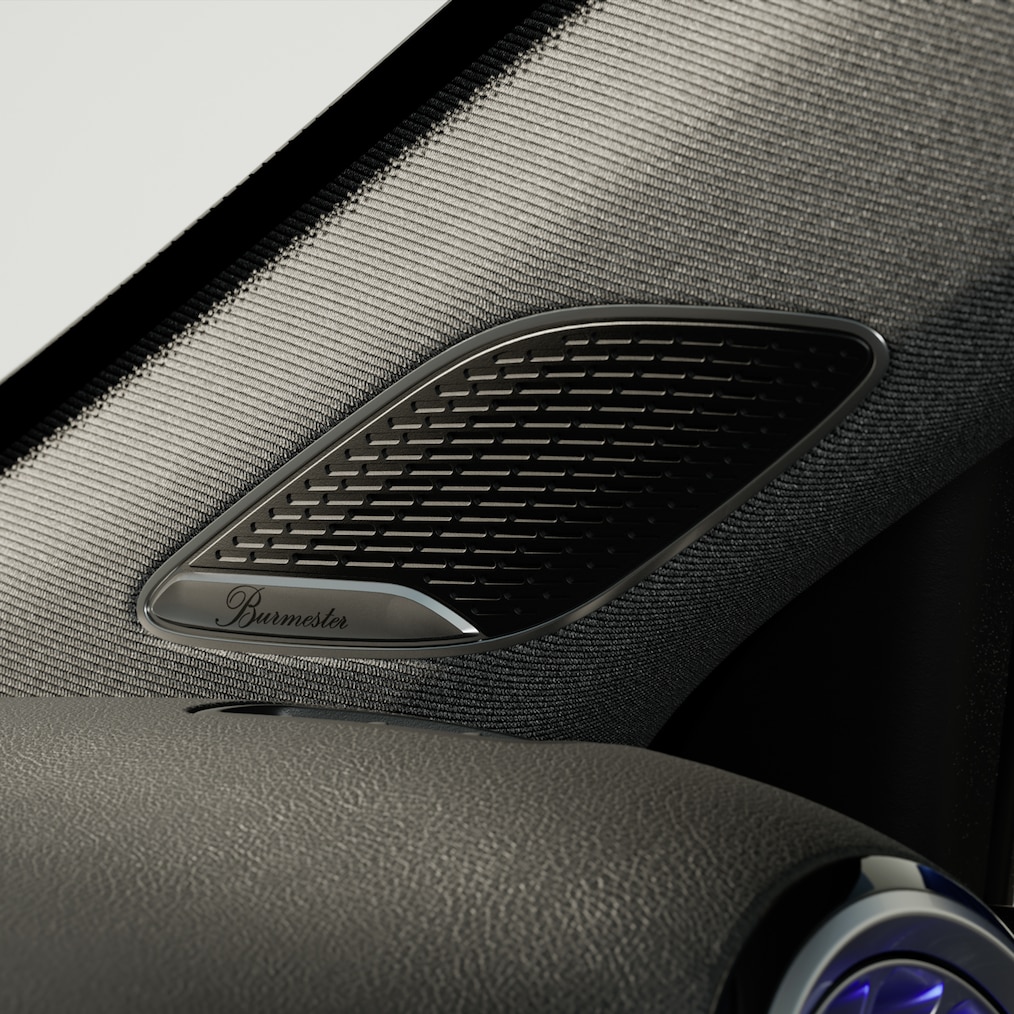 Close-up van een luidspreker van het Burmester® surround sound system.