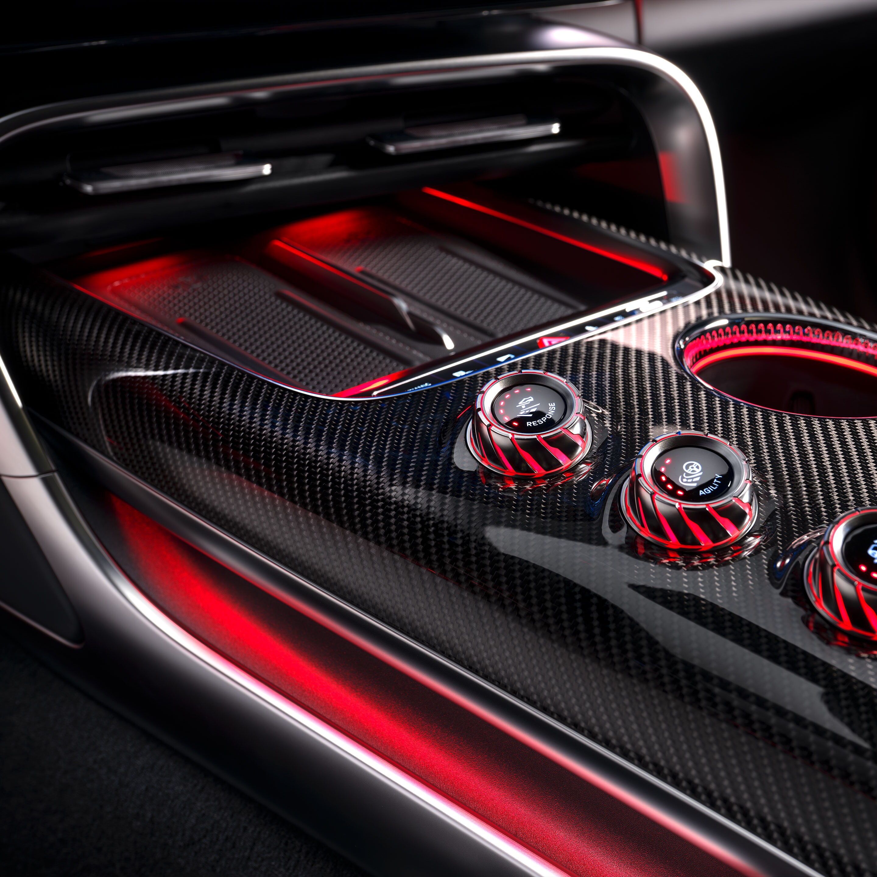 Ergonomie de voiture de sport dans le nouveau GT Coupé 4-portes de Mercedes-AMG.