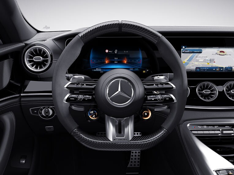 AMG Performance-stuurwiel van de Mercedes-AMG GT 4-deurs coupé.