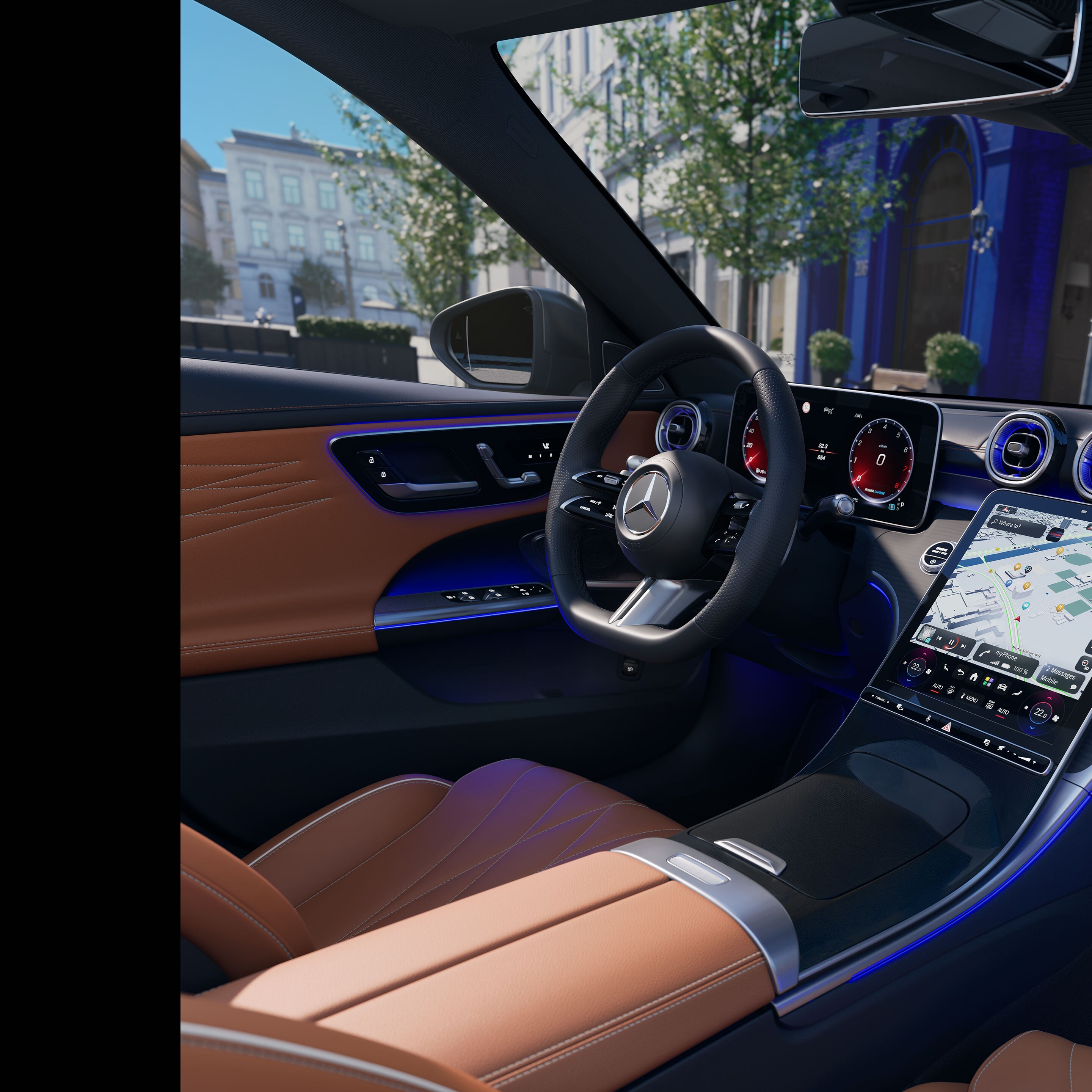 Het interieur van de nieuwe C-Klasse Limousine van Mercedes-Benz.