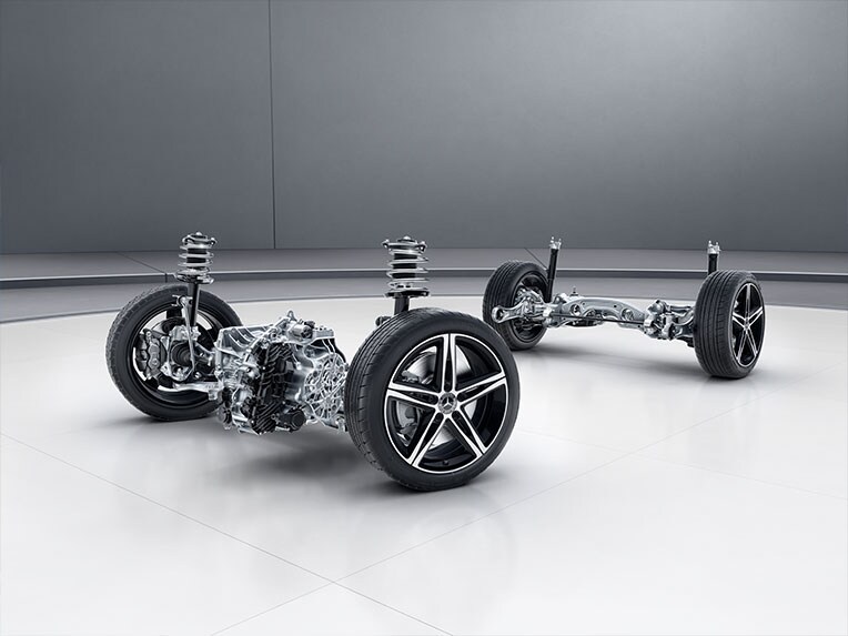 Onderstel met adaptieve demperafstelling van de Mercedes-Benz CLA Coupé.