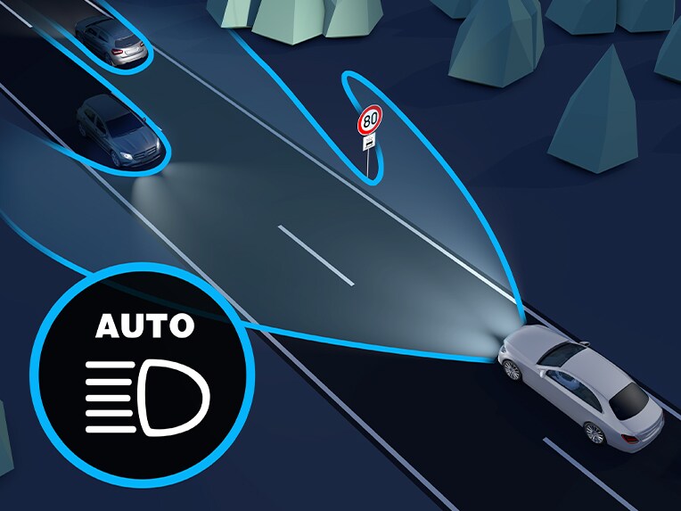 De grootlichtassistent plus in de Mercedes-Benz CLS.