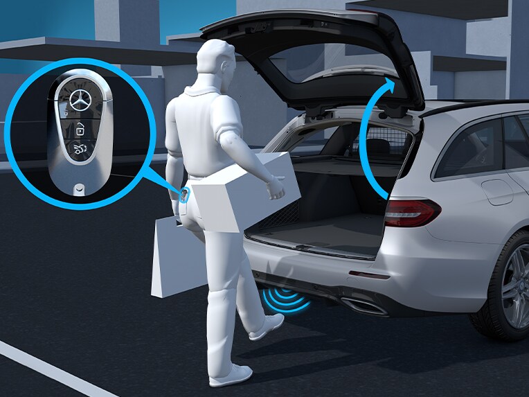 Een voorstelling van KEYLESS GO-comfort in de Mercedes-Benz CLS.
