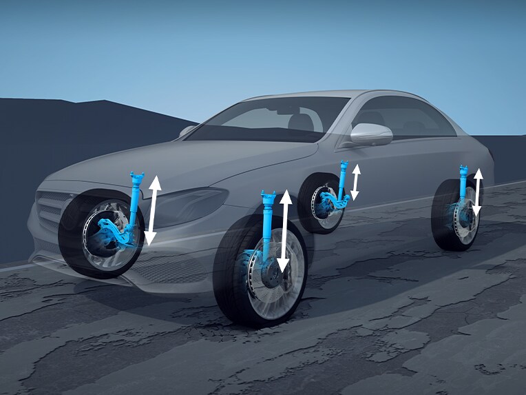 De E-Klasse van Mercedes-Benz met AIRMATIC.