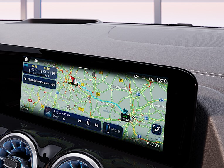 Navigatie met Electric Intelligence in de EQA van Mercedes-Benz.