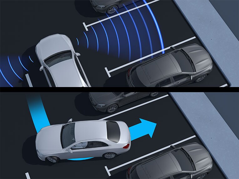 Actieve parkeerassistent met PARKTRONIC in de EQA van Mercedes-Benz.