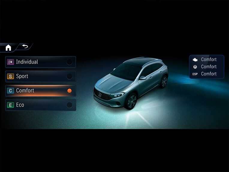 DYNAMIC SELECT in de EQA van Mercedes-Benz.
