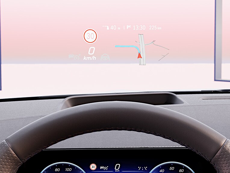 Head-up display in de EQA van Mercedes-Benz.