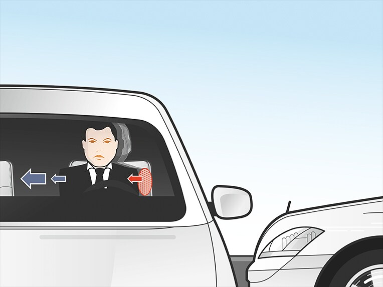 Een grafische voorstelling van PRE-SAFE® Impulse Side in de Mercedes EQE.