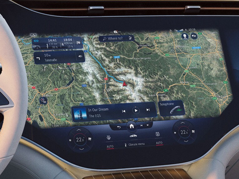 Navigation avec l’Electric Intelligence pour la EQS Berline.