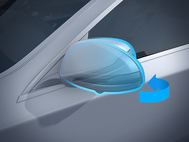 Illustratie van het spiegelpakket van de EQS van Mercedes-Benz.