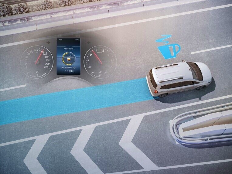 Rijassistentiesysteem ATTENTION ASSIST in de Mercedes-Benz EQT.