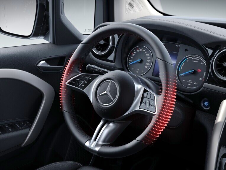 Stuurwielverwarming voor de Mercedes-Benz EQT.