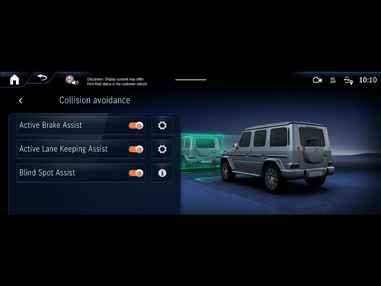 Actieve remassistent van de elektrische Mercedes-Benz G-Klasse.