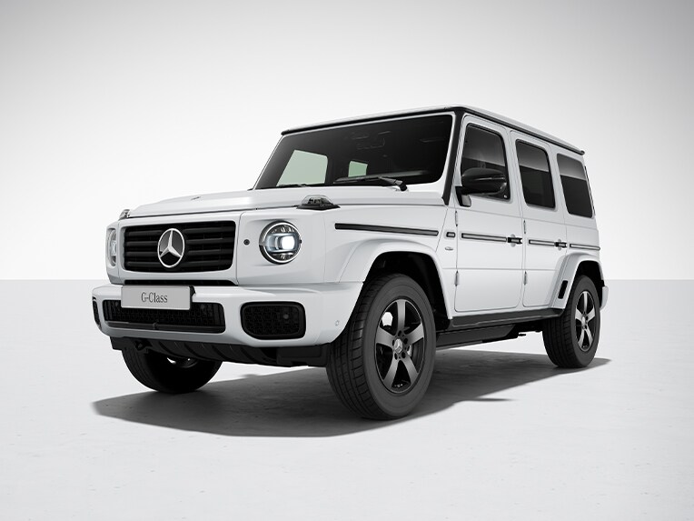 De elektrische Mercedes-Benz G-Klasse met nightpakket.