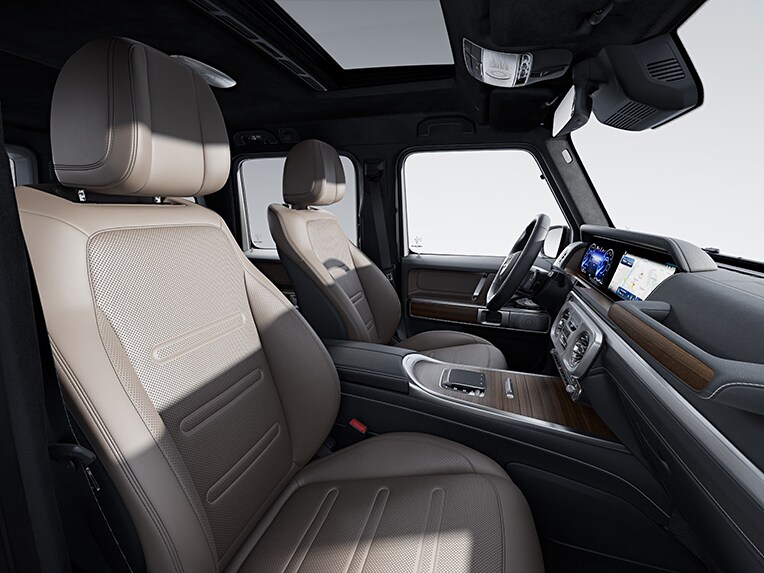 De Mercedes-Benz G-Klasse met interieur EXCLUSIVE Line.