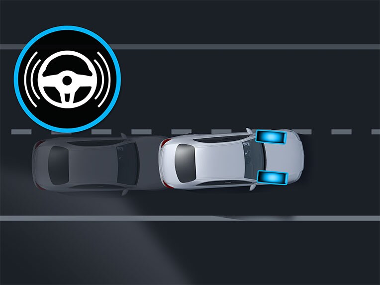 Une illustration du fonctionnement de l'assistant de franchissement de ligne actif dans la nouvelle Classe G de Mercedes-Benz.