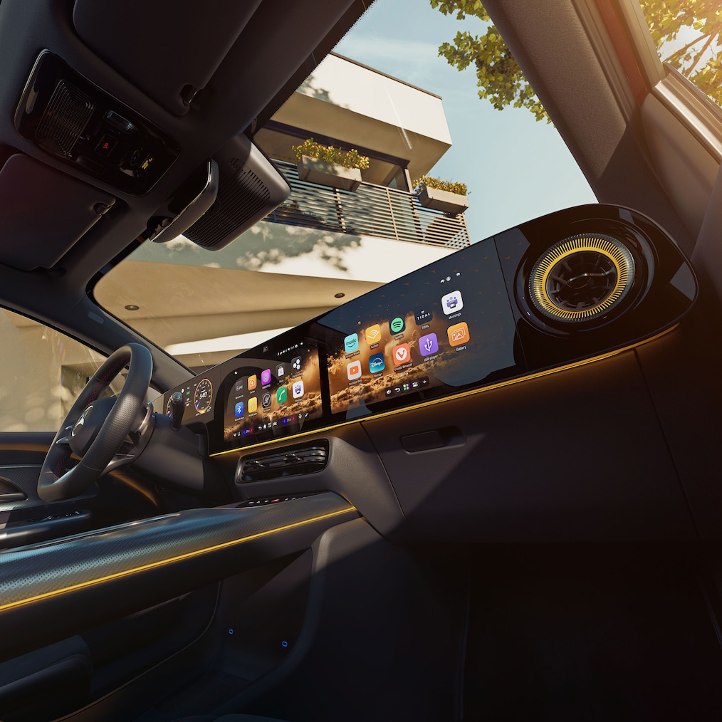 Le MBUX Superscreen du nouveau Mercedes-Benz GLA électrique.