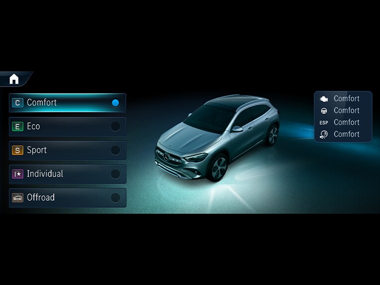 DYNAMIC SELECT dans la Mercedes-Benz GLA.