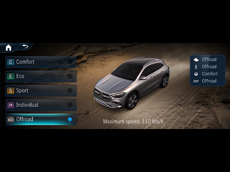 Offroad-techniekpakket in de Mercedes-Benz GLA.