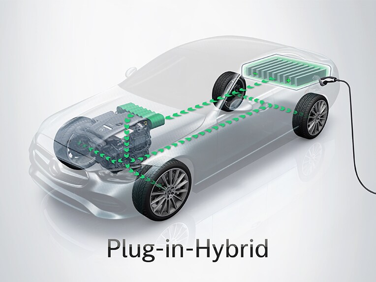 Schuin vooraanzicht van de Mercedes-Benz GLA plug-in-hybride.