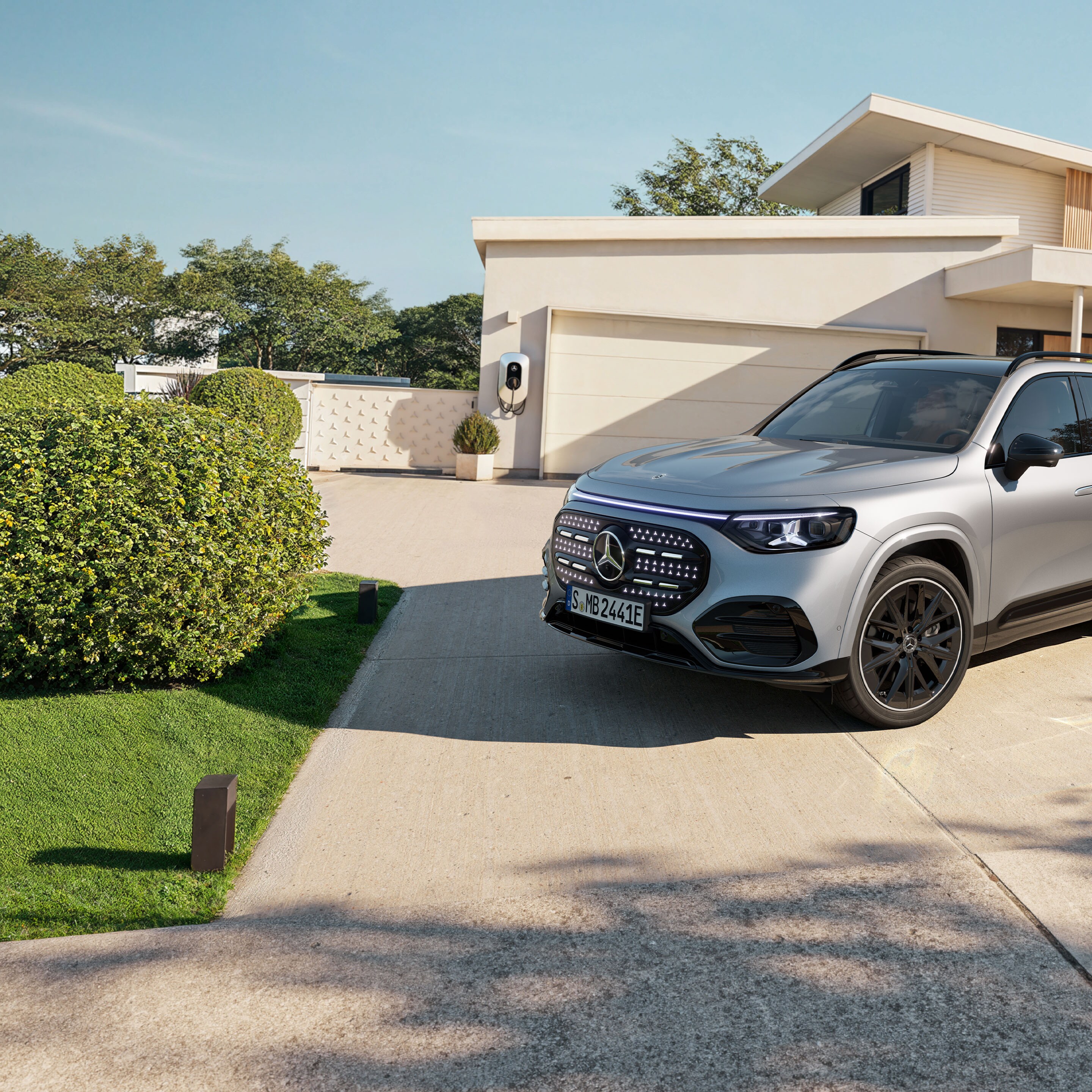 Het exterieur van de geheel nieuwe elektrisch GLB van Mercedes-Benz.