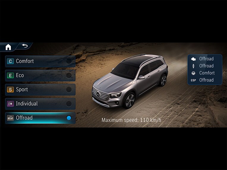 Le Pack Technique Offroad dans la Mercedes-Benz GLB.