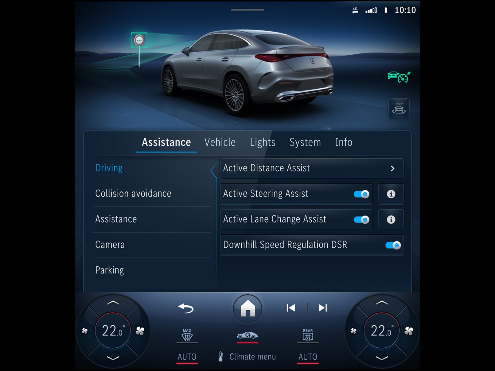 Le fonctionnement du Pack Assistance à la conduite Plus dans la Mercedes-Benz GLC Coupé.