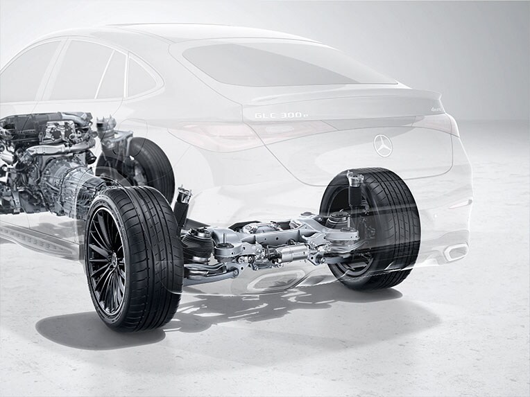 La direction de l'essieu arrière de la Mercedes-Benz GLC Coupé.