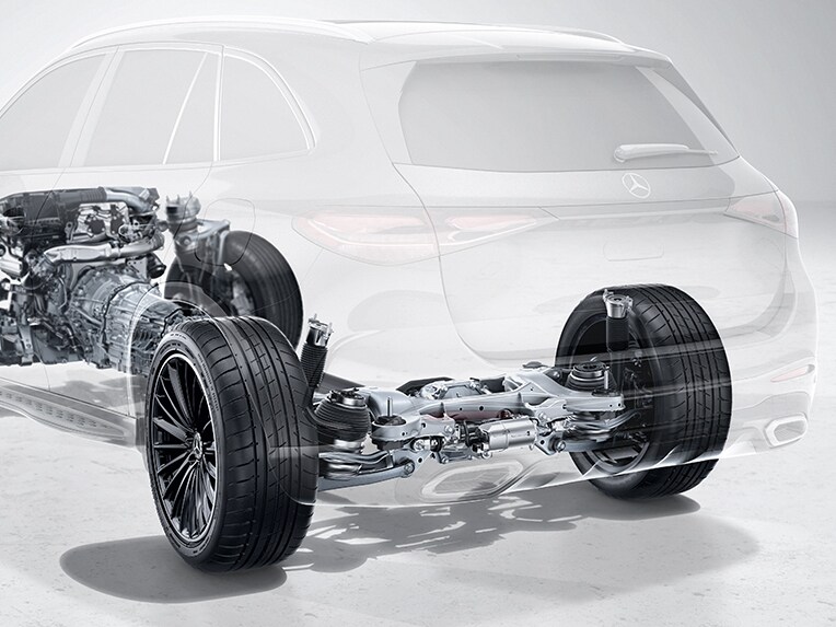 Illustration d'AIRMATIC dans le nouveau GLC SUV de Mercedes-Benz.