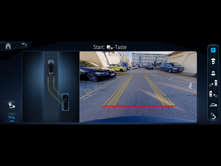L’image des caméras panoramiques sur l’écran multimédia de la Mercedes-Benz GLE Coupé.