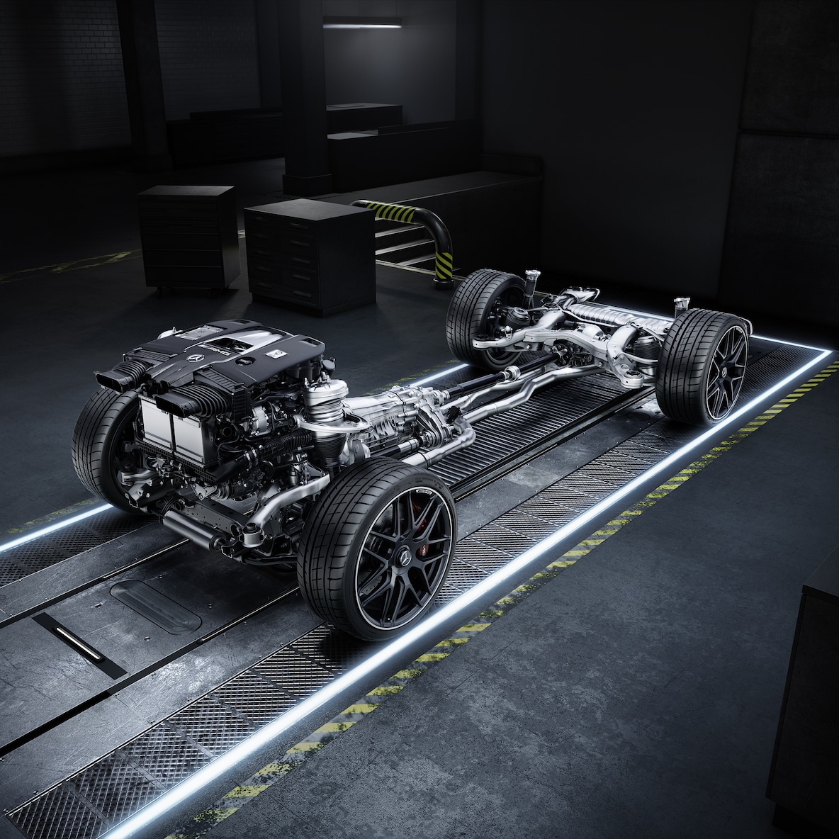 Une autre vue dynamique d'une Mercedes-AMG GLE SUV (en mouvement).