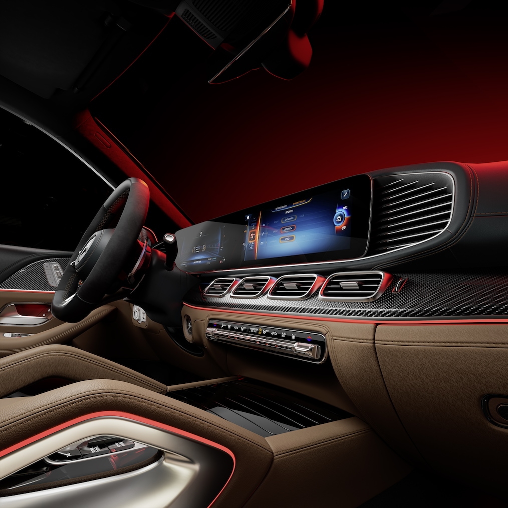 Le poste de conduite Widescreen dans le GLS 63 4MATIC+ de Mercedes-AMG.