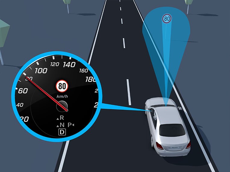 Verkeerstekenassistent van de GLS van Mercedes-Benz.
