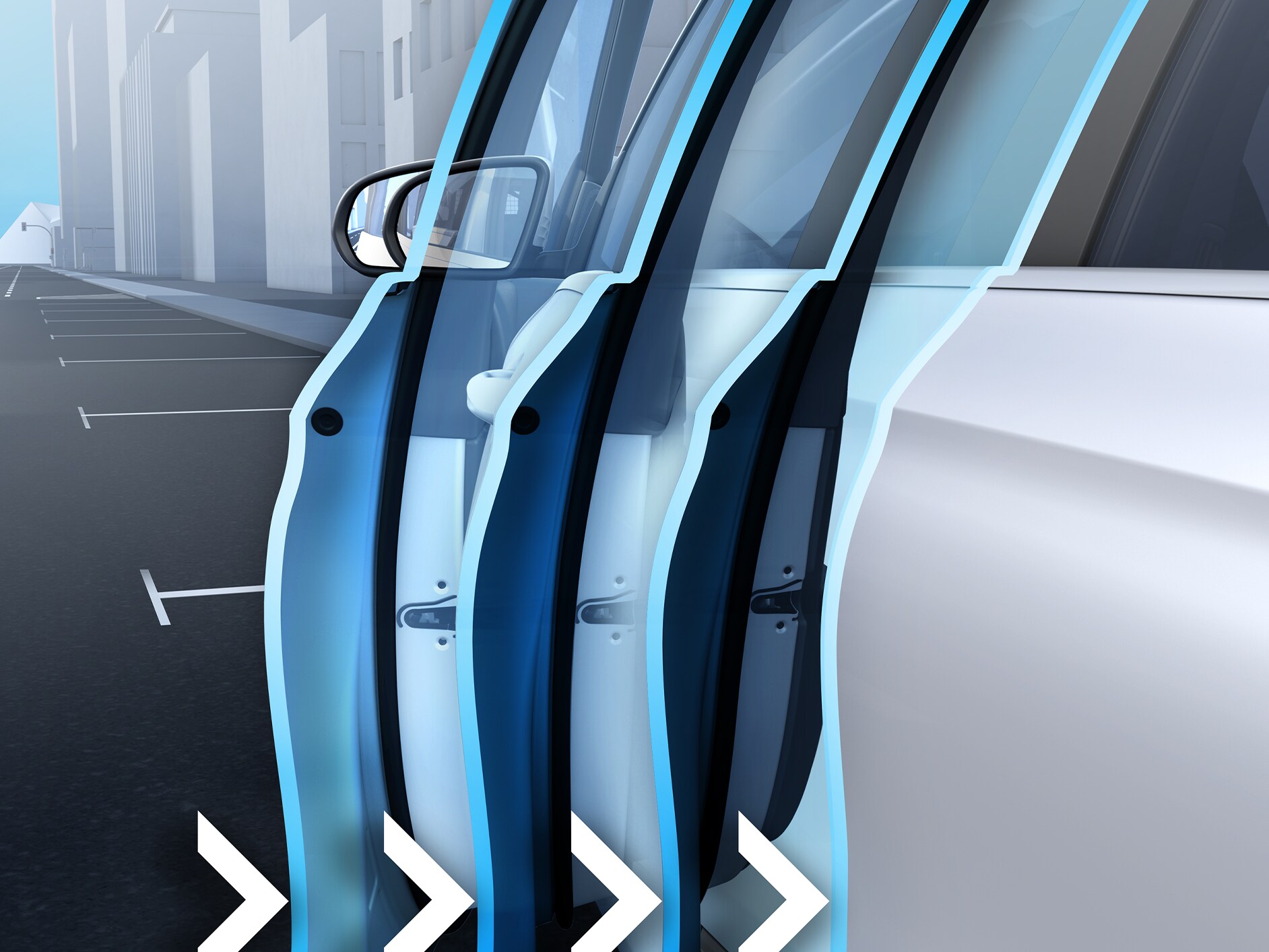Weergave van de servosluiting bij de GLS van Mercedes-Benz.