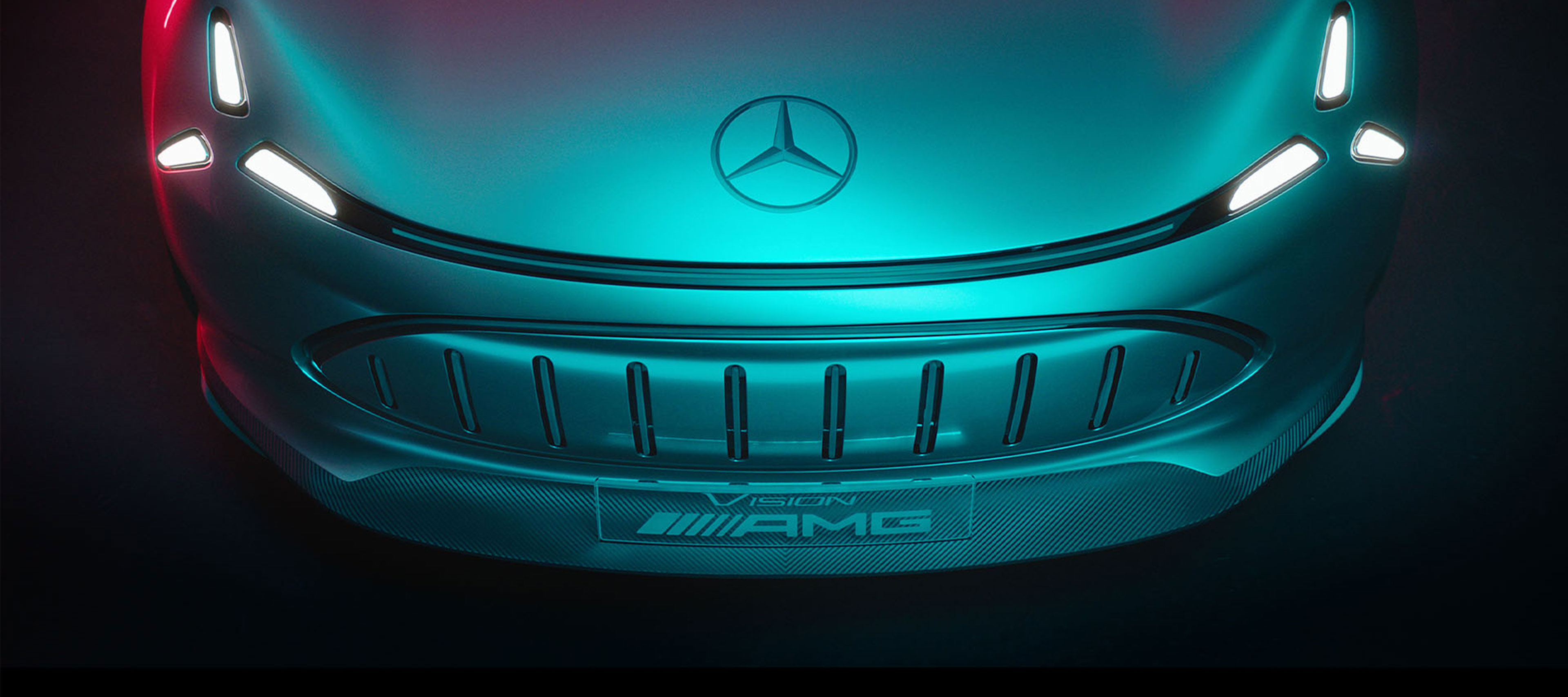 Modèles AMG E PERFORMANCE hybrides et EQ | Mercedes-AMG Une vue détaillée de l'avant du véhicule Vision AMG.