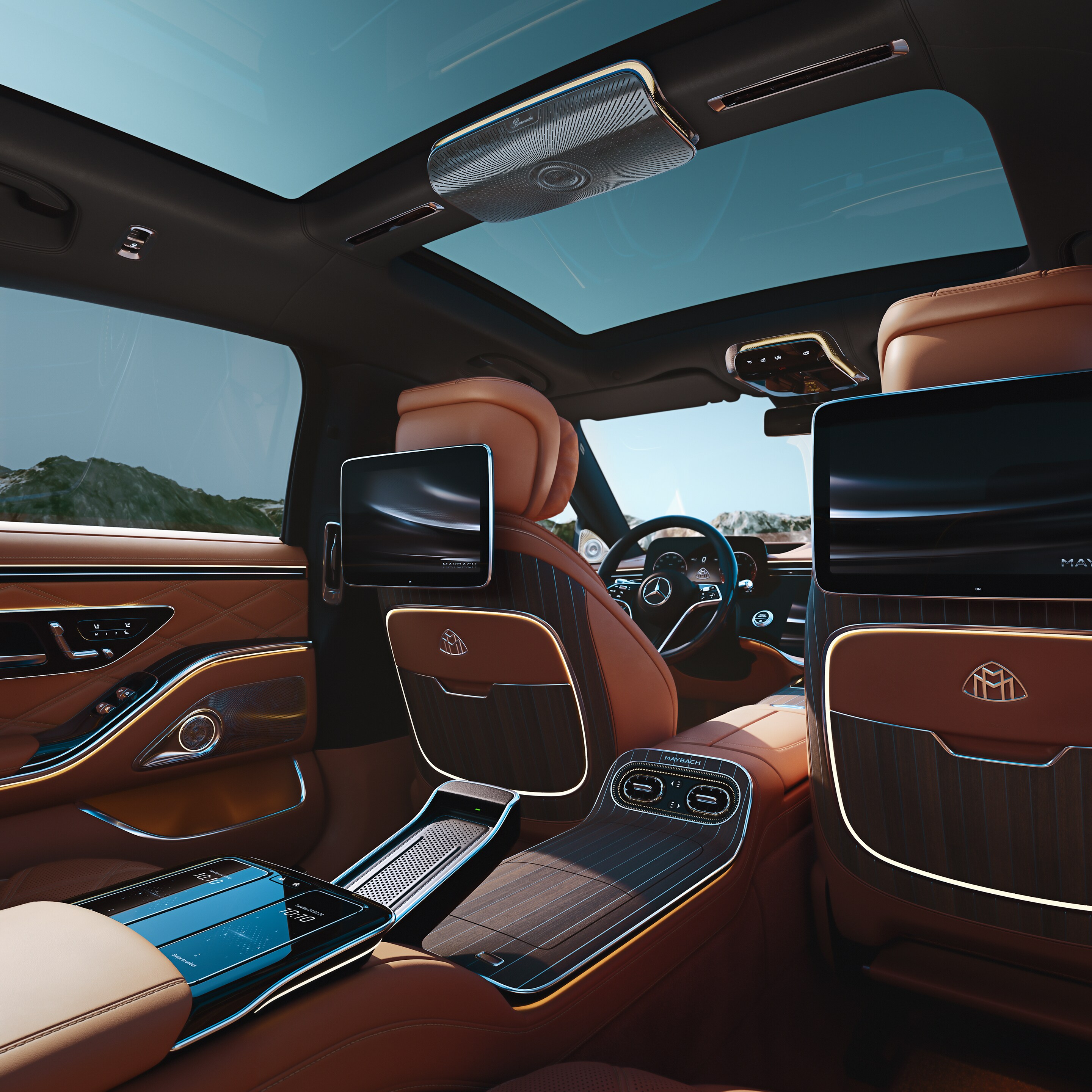 Interieur van de Mercedes-Maybach S-Klasse.