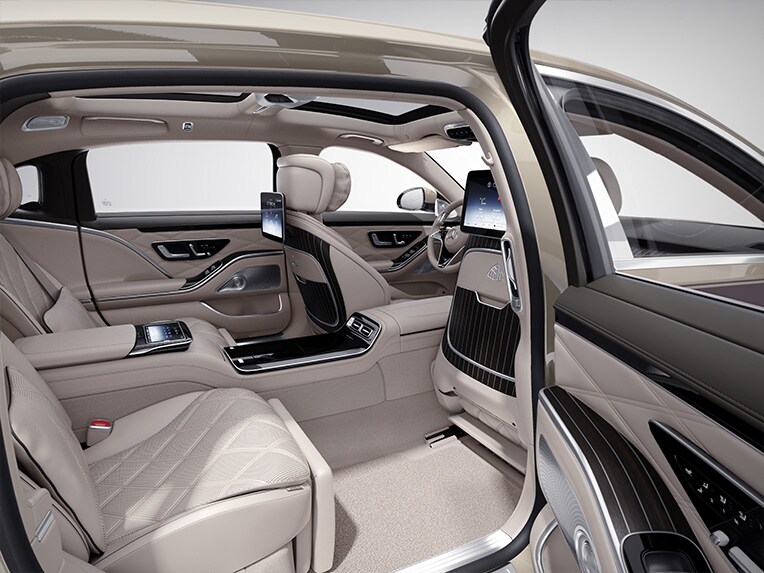 Achtercompartiment van de Mercedes-Maybach S-Klasse.
