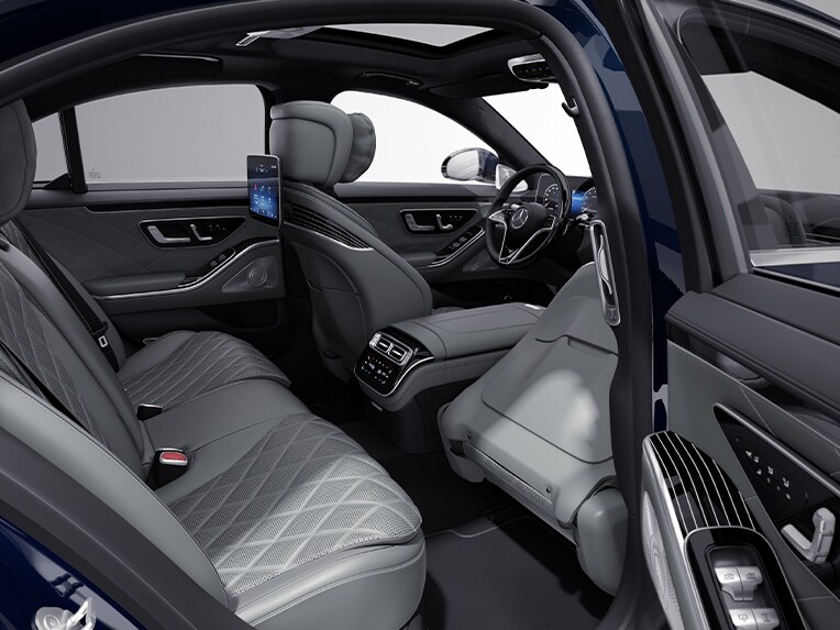 Achtercompartiment van de Mercedes-Benz S-Klasse Limousine met chauffeurspakket.