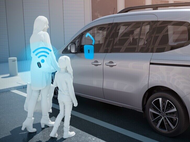 KEYLESS-GO bij de T-Klasse voor ontgrendelen zonder sleutel.