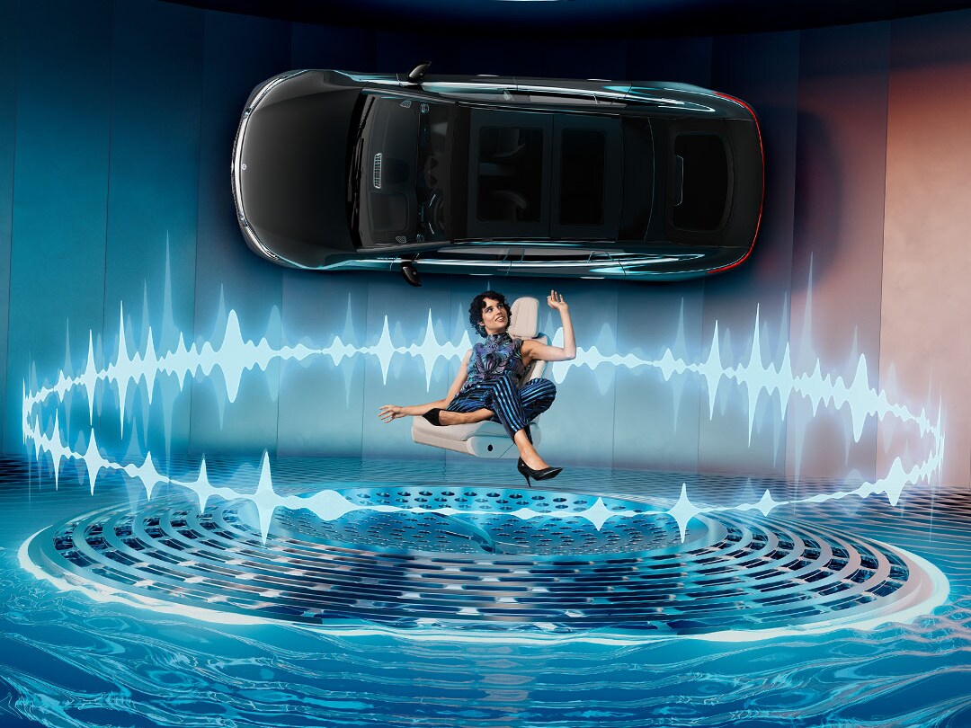 Bovenaanzicht van een elektrische model van Mercedes-Benz.