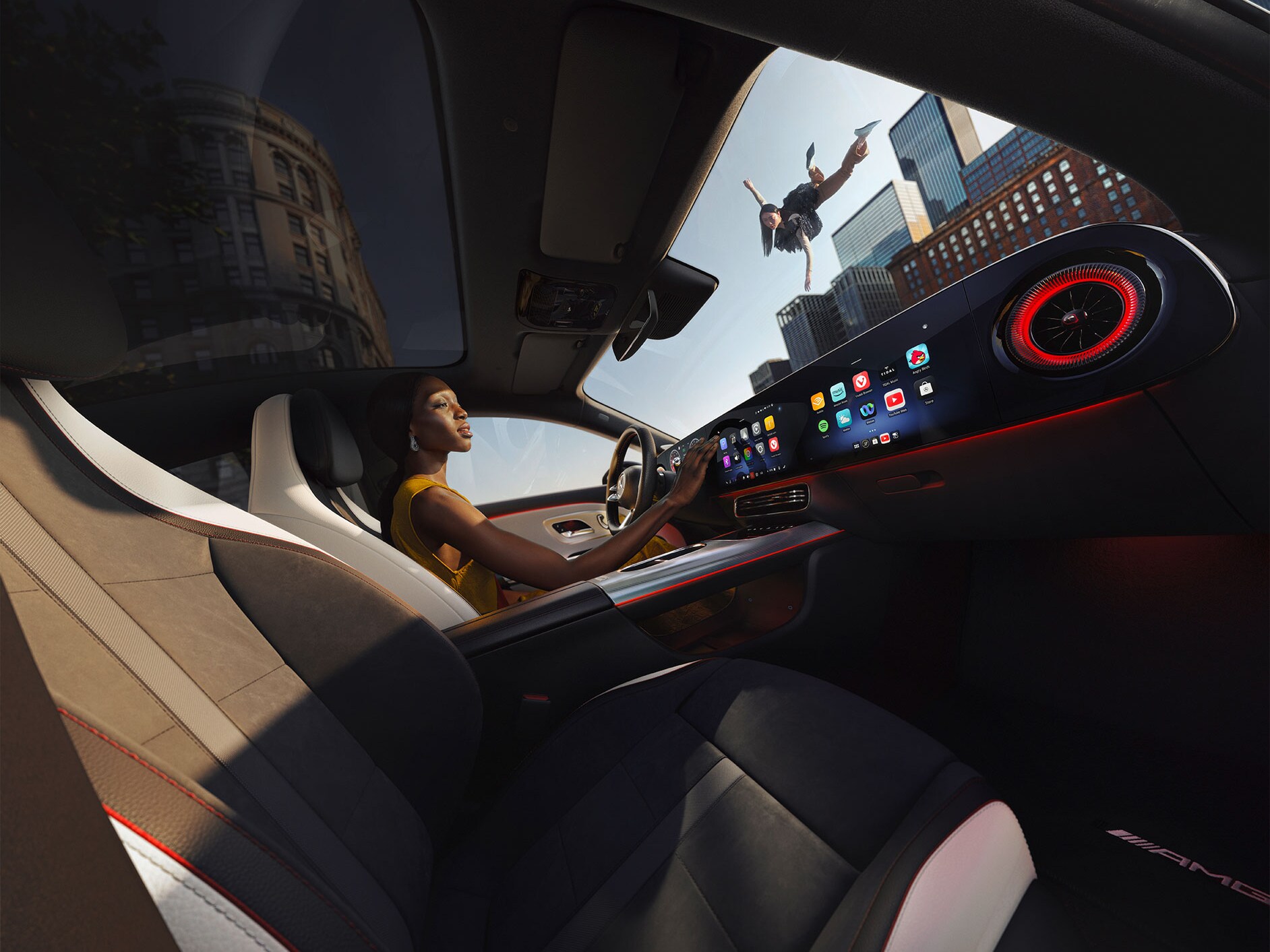 Interieur van een Mercedes-Benz.