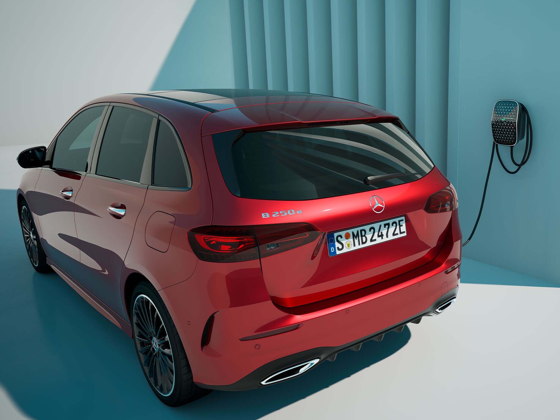 La Mercedes-Benz Classe A vue de trois quarts arrière.