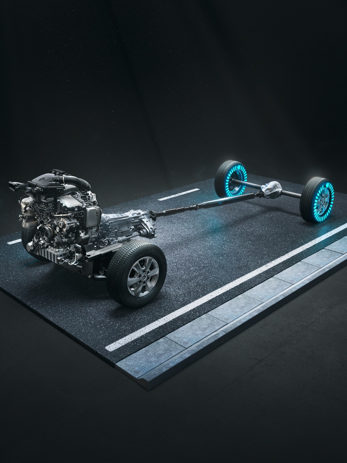 La transmission intégrale 4x4 avec Torque-on-Demand du Sprinter à plateau.