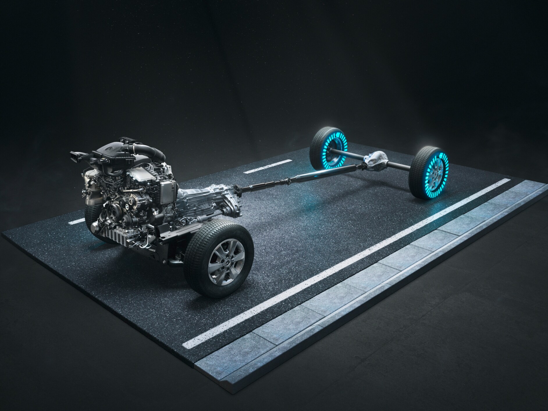 De 4x4 vierwielaandrijving met Torque-on-Demand van de Sprinter gesloten bestelwagen.